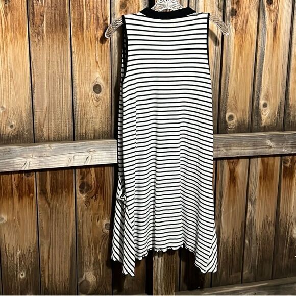 Chico’s vest duster striped black white pockets knit 0 XS/small FIRM on … - Picture 5 of 6